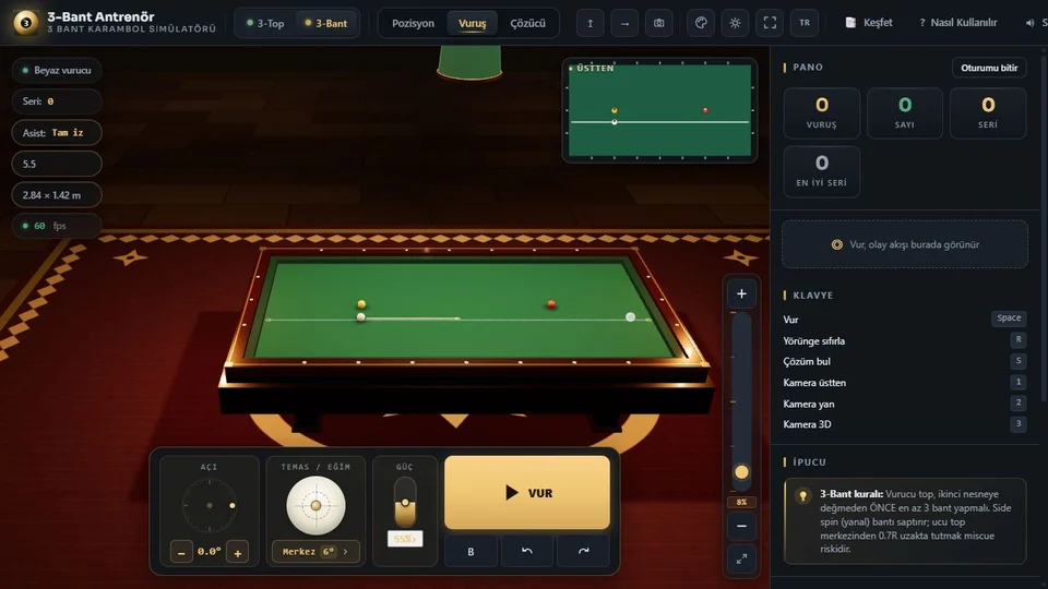 3ball — Actual application screen · Turkish interface